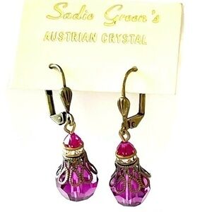 Vintage Austrian Crystal Dangle Earrings!